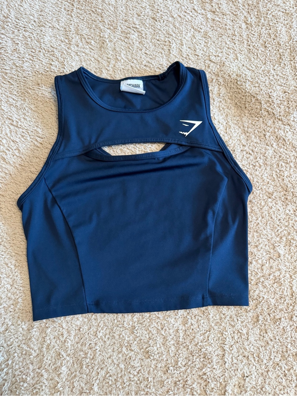 Gymshark Navy Blue Athletic Cutout Crop Tank Top Size XS